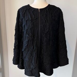 Peck & Peck Black Textured Cape Jacket